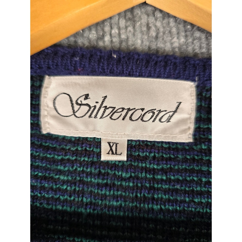 Silvercord Plaid Button Cardigan Navy Green Gold Buttons XL‎ Women Cozy Knit - Picture 3 of 8